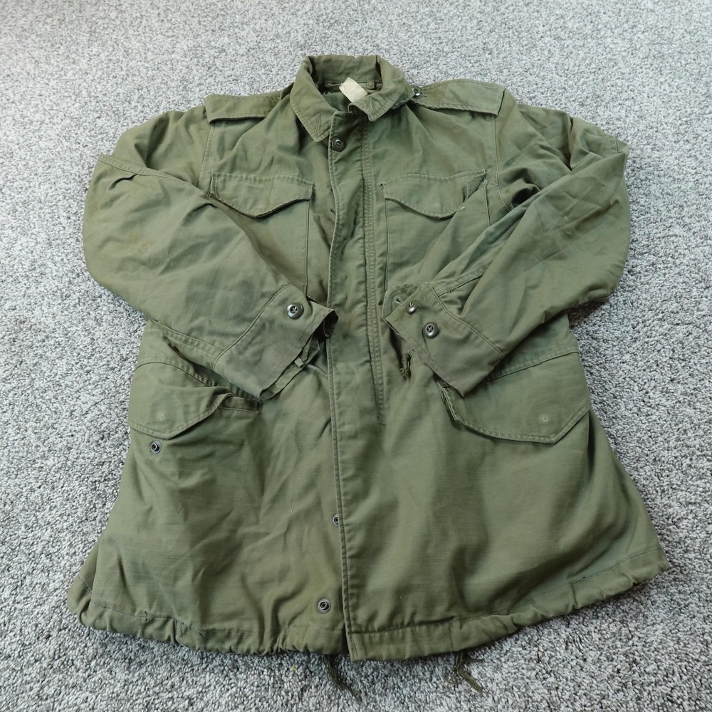 VTG Army Jacket Mens S Olive Green OG 107 Sateen Field Coat Military M65 Vietnam